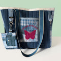 Patchwork Denim Butterfly Tote Bag