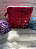 Red Bandana Paisley Quilted Zipper Pouch