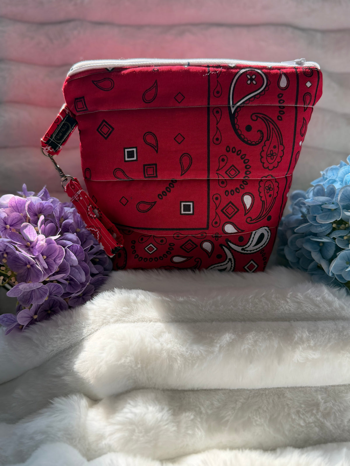 Red Bandana Paisley Quilted Zipper Pouch