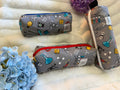 Handmade Science Print Pencil Pouch – Gray STEM Design
