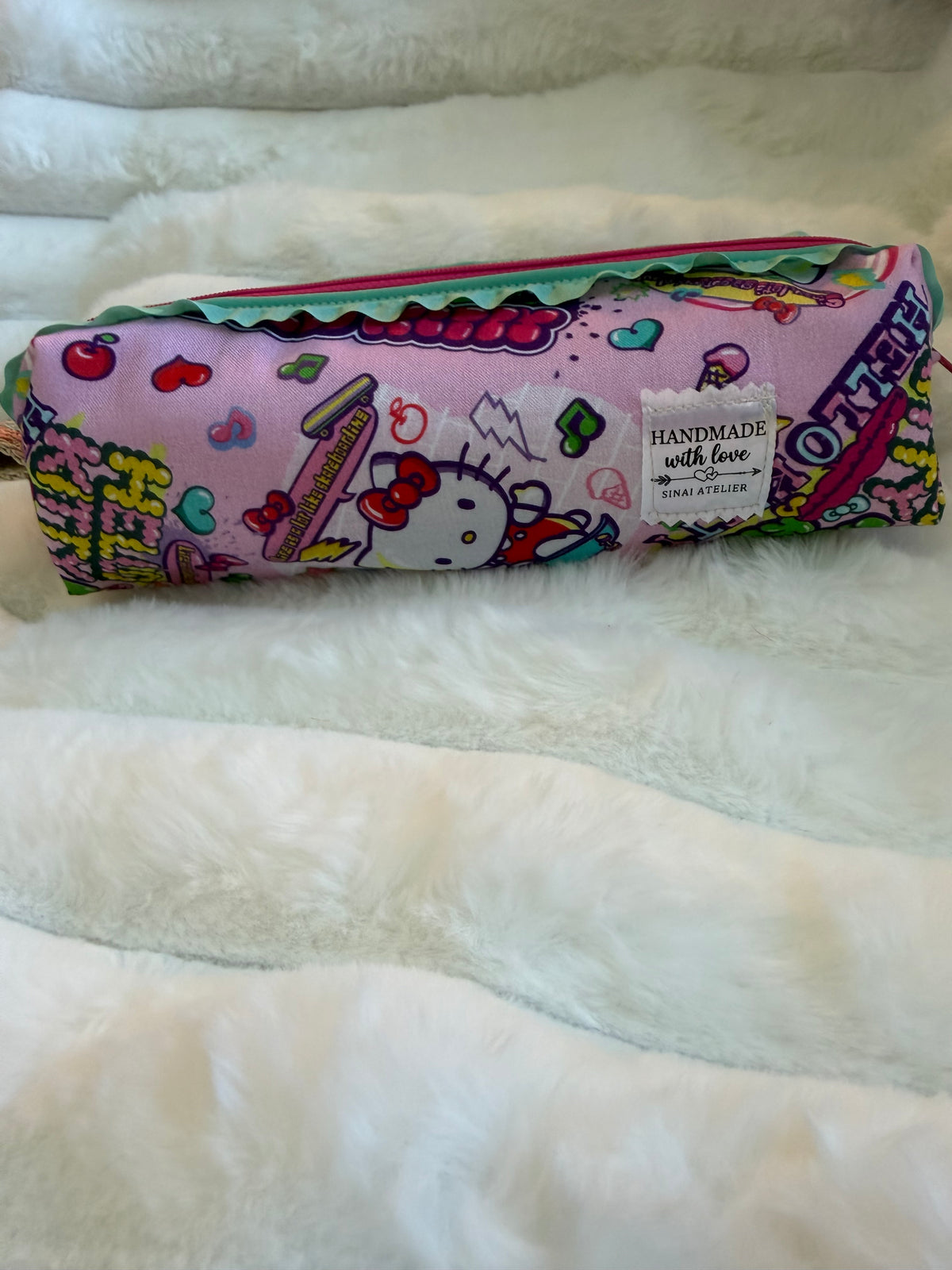 Handmade Hello Kitty Pencil Pouch with Lace Trim