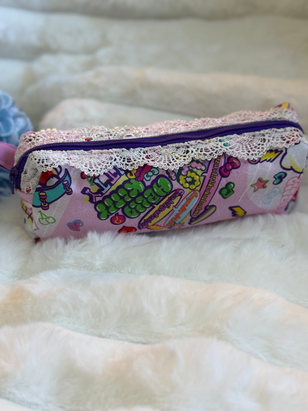 Handmade Hello Kitty Pencil Pouch with Lace Trim