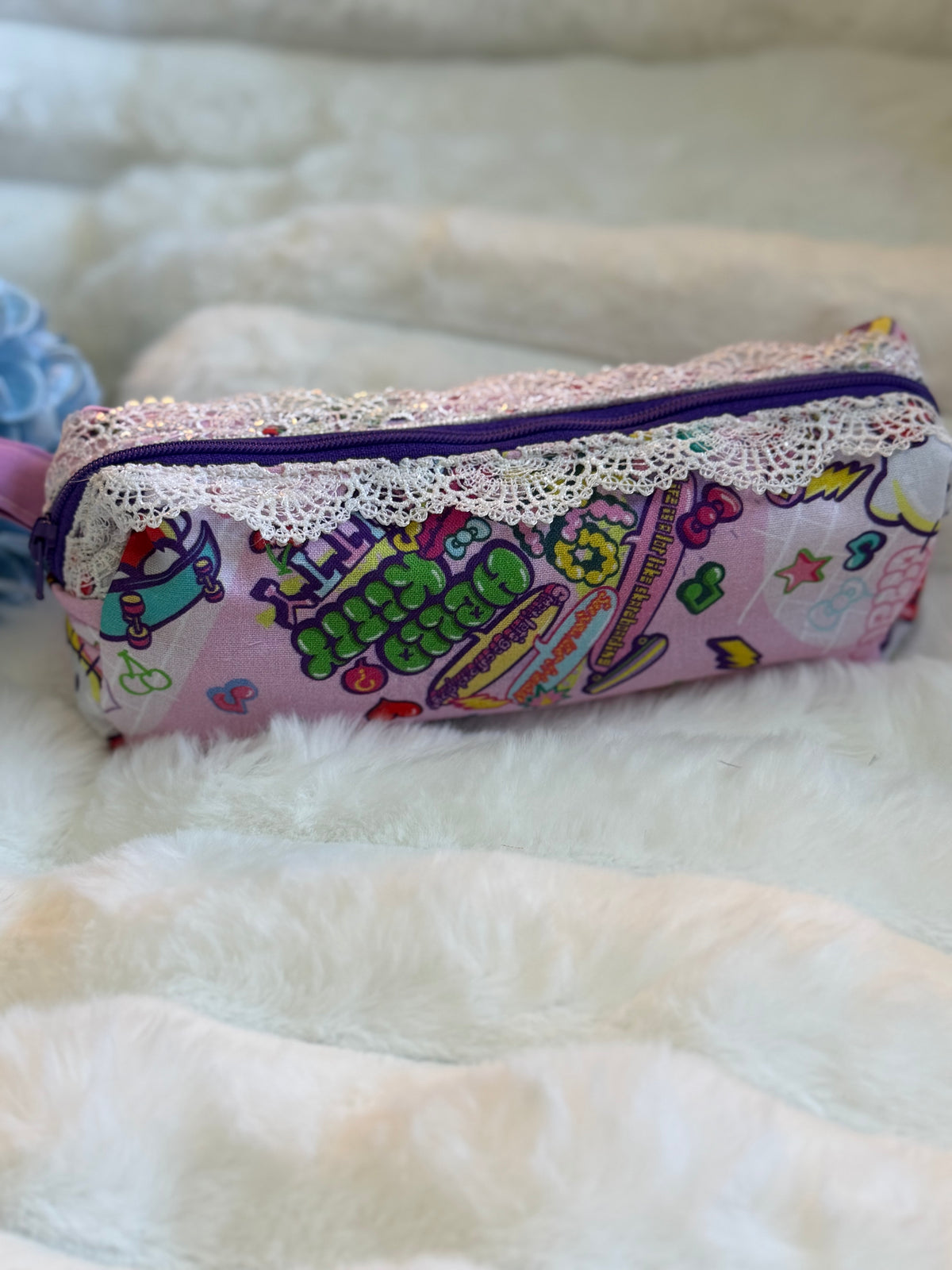 Handmade Hello Kitty Pencil Pouch with Lace Trim