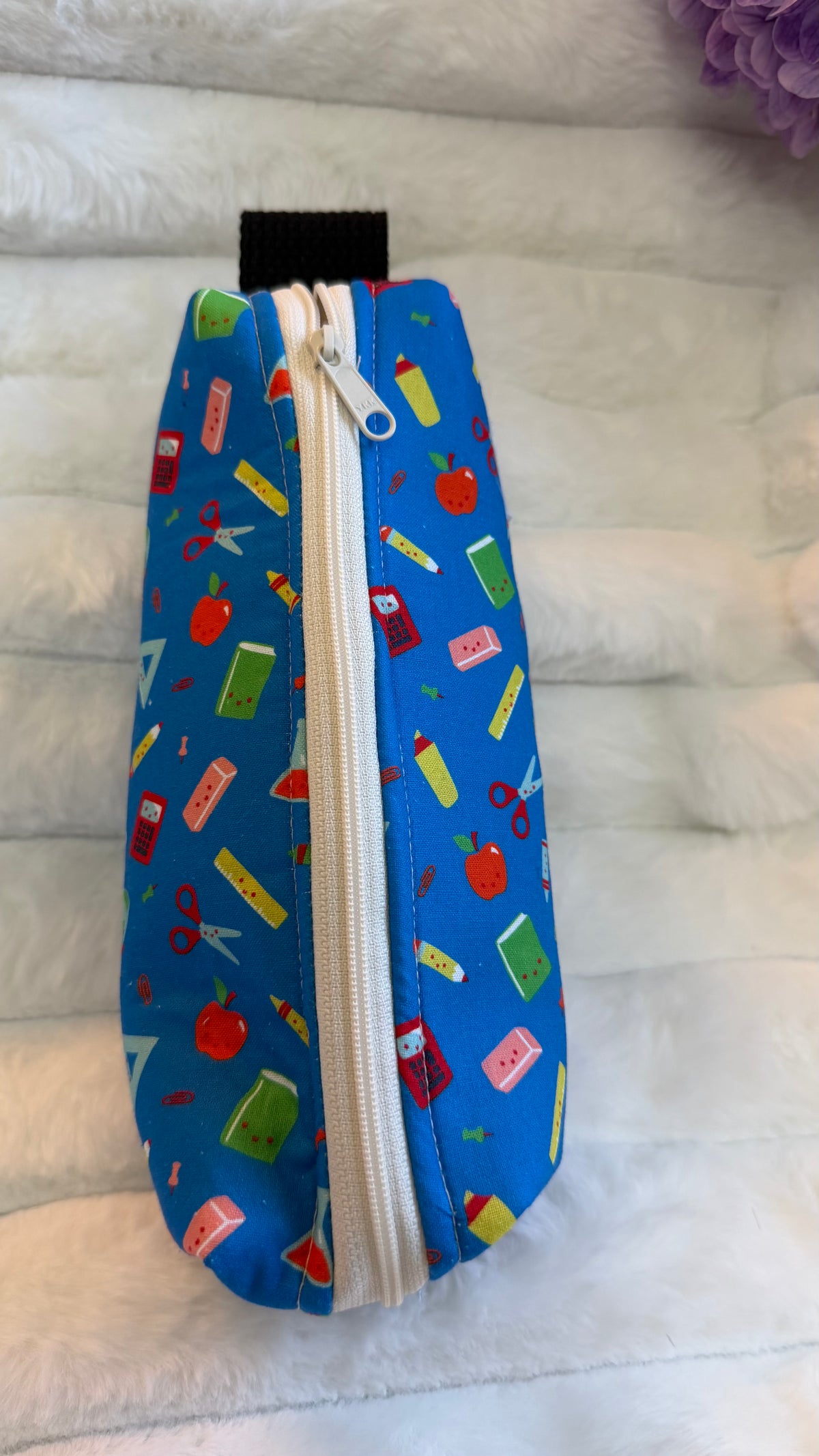 Handmade School Supplies Pencil Pouch – Blue Kawaii Print