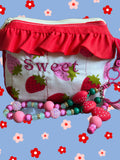 Sweet Strawberry Ruffle Zipper Pouch