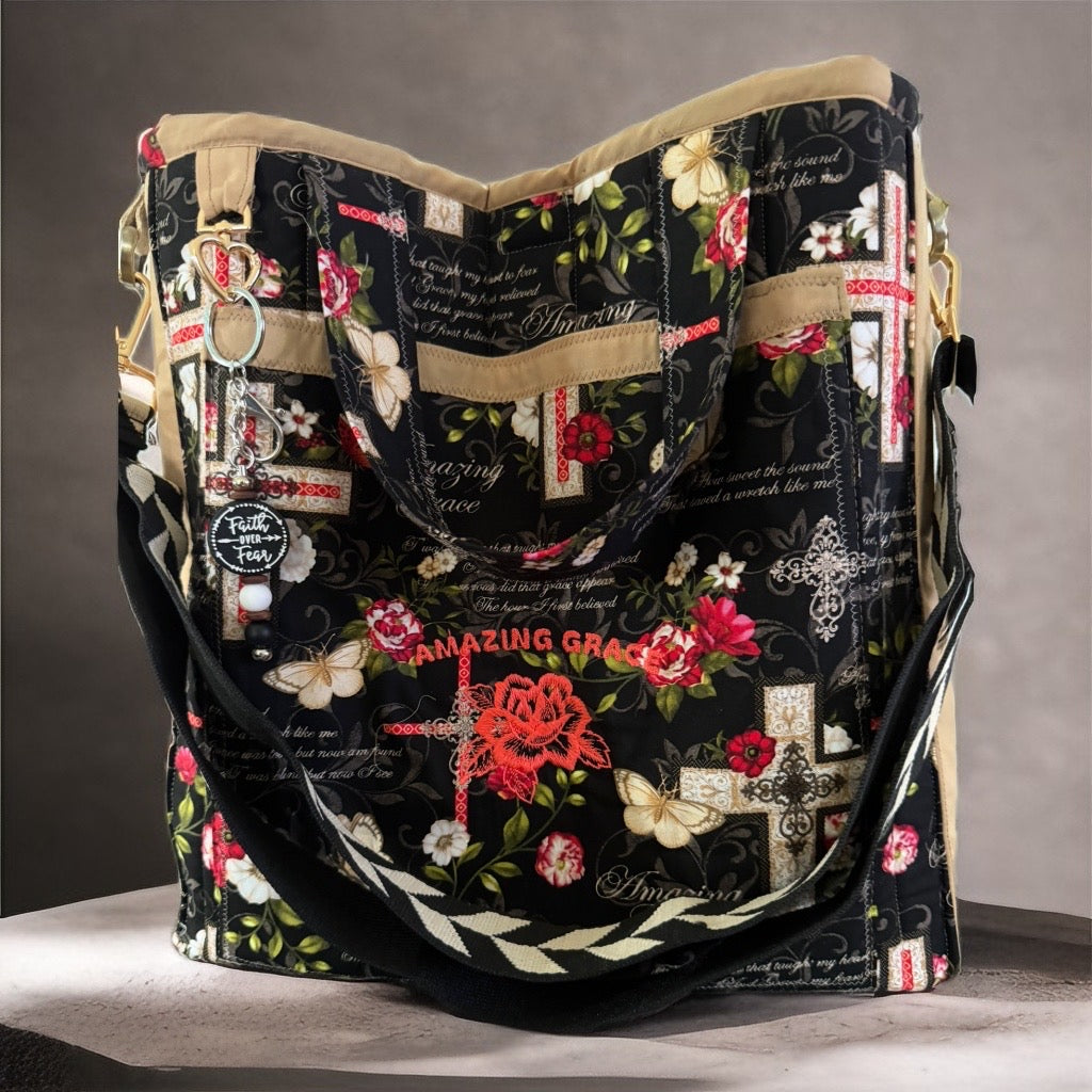 Amazing Grace Embroidered Tote Bag